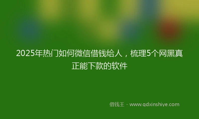 2025年热门如何微信借钱给人,梳理5个网黑真正能下款的软件