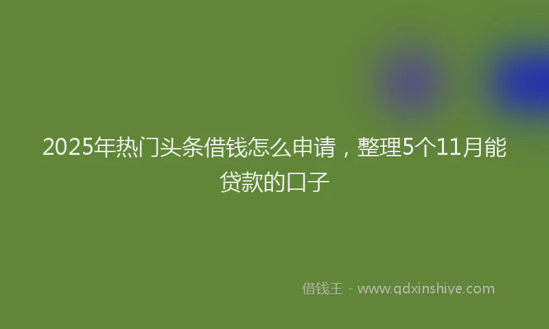 2025年热门头条借钱怎么申请，整理5个11月能贷款的口子