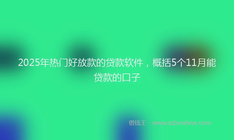 2025年热门好放款的贷款软件，概括5个11月能贷款的口子