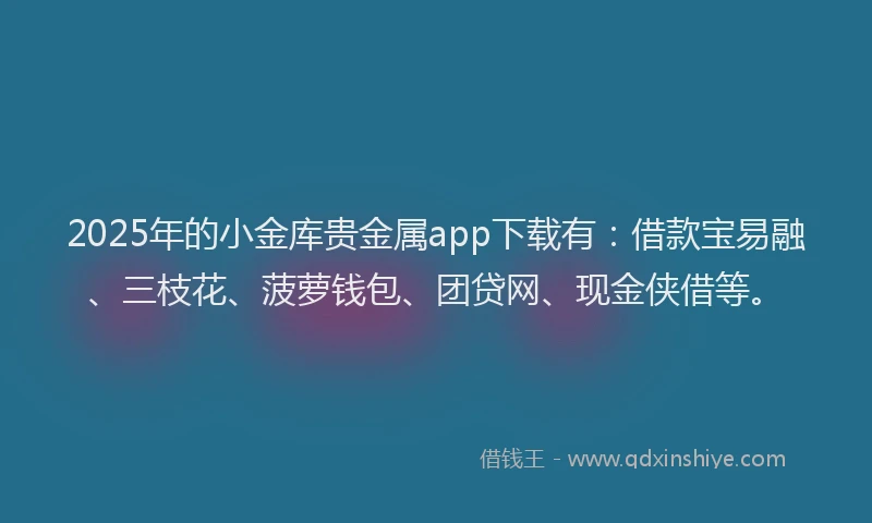2025年的小金库贵金属app下载有：借款宝易融、三枝花、菠萝钱包、团贷网、现金侠借等。