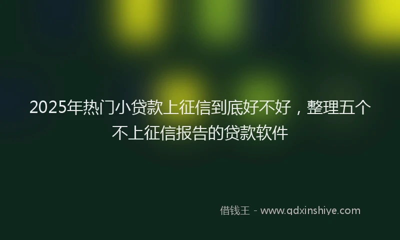 2025年热门小贷款上征信到底好不好，整理五个不上征信报告的贷款软件