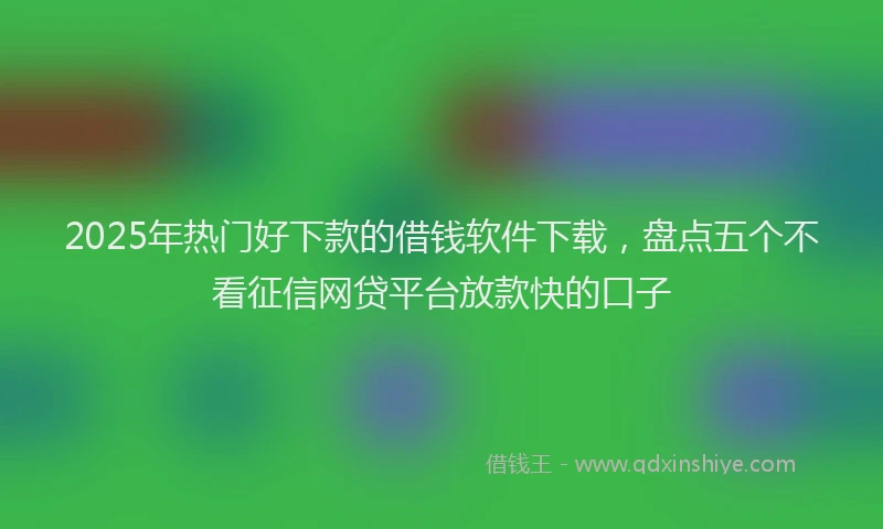 2025年热门好下款的借钱软件下载，盘点五个不看征信网贷平台放款快的口子