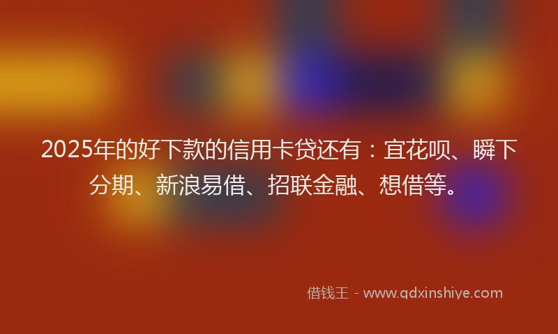 2025年的好下款的信用卡贷还有：宜花呗、瞬下分期、新浪易借、招联金融、想借等。