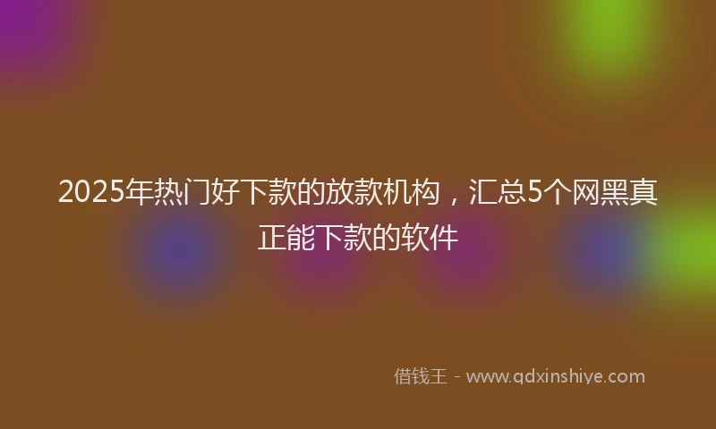 2025年热门好下款的放款机构,汇总5个网黑真正能下款的软件