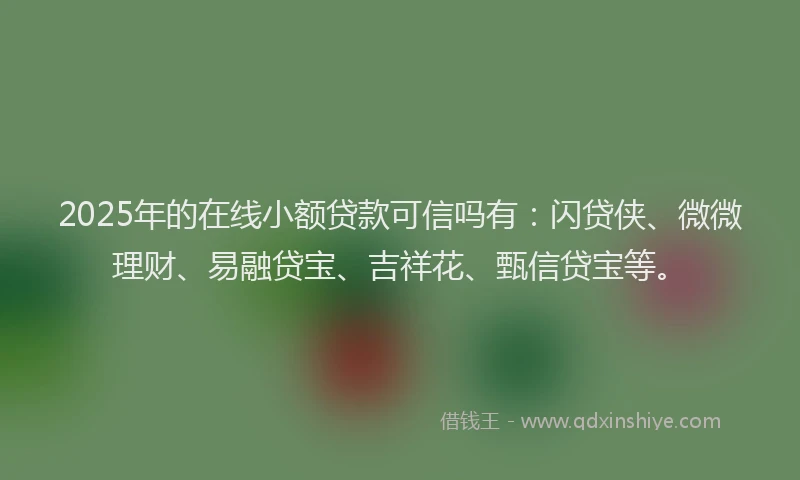 2025年的在线小额贷款可信吗有：闪贷侠、微微理财、易融贷宝、吉祥花、甄信贷宝等。