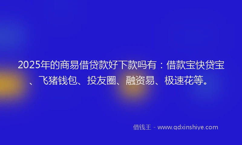 2025年的商易借贷款好下款吗有：借款宝快贷宝、飞猪钱包、投友圈、融资易、极速花等。