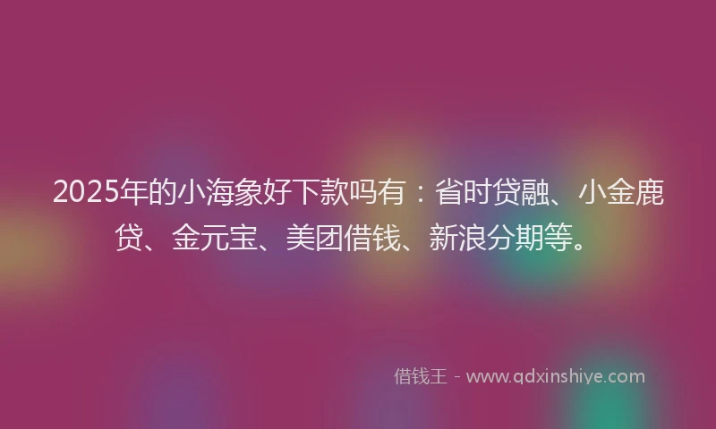 2025年的小海象好下款吗有：省时贷融、小金鹿贷、金元宝、美团借钱、新浪分期等。