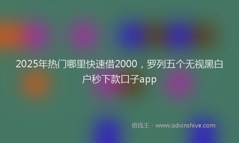 2025年热门哪里快速借2000，罗列五个无视黑白户秒下款口子app