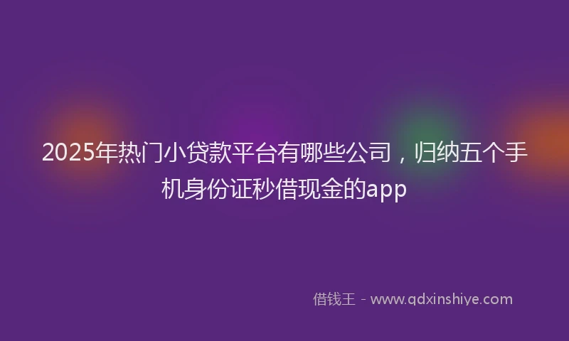 2025年热门小贷款平台有哪些公司，归纳五个手机身份证秒借现金的app