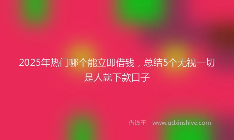 2025年热门哪个能立即借钱，总结5个无视一切是人就下款口子