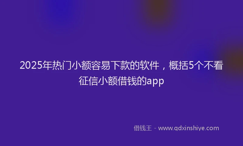 2025年热门小额容易下款的软件，概括5个不看征信小额借钱的app
