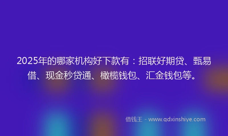 2025年的哪家机构好下款有：招联好期贷、甄易借、现金秒贷通、橄榄钱包、汇金钱包等。