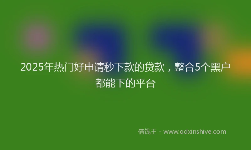 2025年热门好申请秒下款的贷款，整合5个黑户都能下的平台