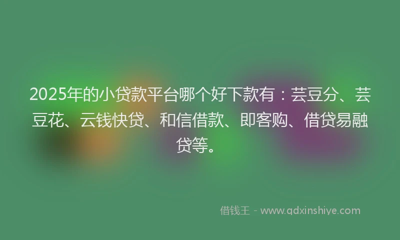 2025年的小贷款平台哪个好下款有：芸豆分、芸豆花、云钱快贷、和信借款、即客购、借贷易融贷等。