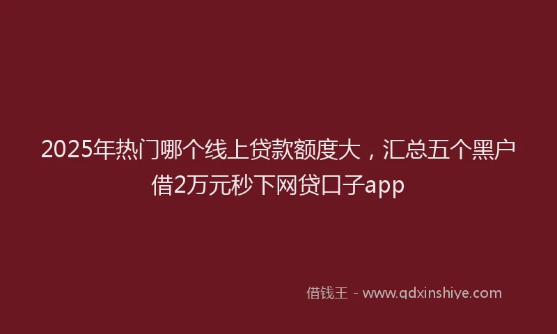 2025年热门哪个线上贷款额度大，汇总五个黑户借2万元秒下网贷口子app