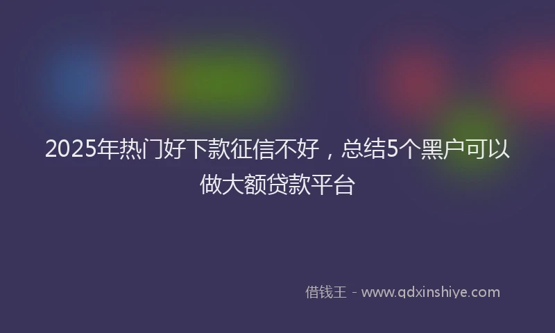 2025年热门好下款征信不好，总结5个黑户可以做大额贷款平台