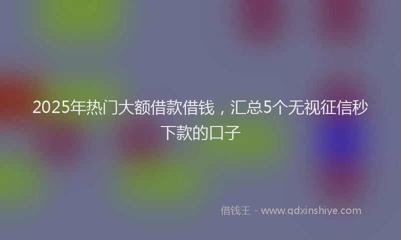 2025年热门大额借款借钱，汇总5个无视征信秒下款的口子