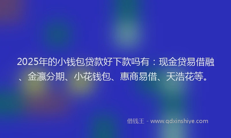 2025年的小钱包贷款好下款吗有：现金贷易借融、金瀛分期、小花钱包、惠商易借、天浩花等。