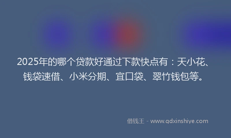 2025年的哪个贷款好通过下款快点有：天小花、钱袋速借、小米分期、宜口袋、翠竹钱包等。