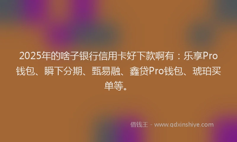 2025年的啥子银行信用卡好下款啊有：乐享Pro钱包、瞬下分期、甄易融、鑫贷Pro钱包、琥珀买单等。