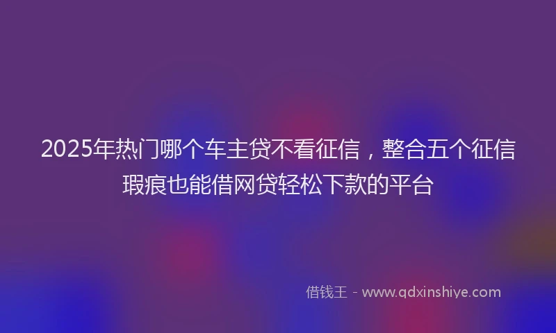 2025年热门哪个车主贷不看征信，整合五个征信瑕疵也能借网贷轻松下款的平台