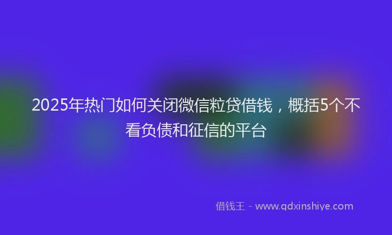 2025年热门如何关闭微信粒贷借钱，概括5个不看负债和征信的平台