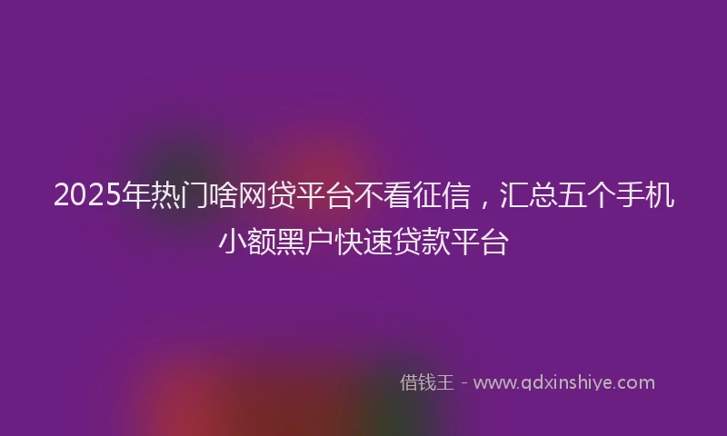 2025年热门啥网贷平台不看征信，汇总五个手机小额黑户快速贷款平台