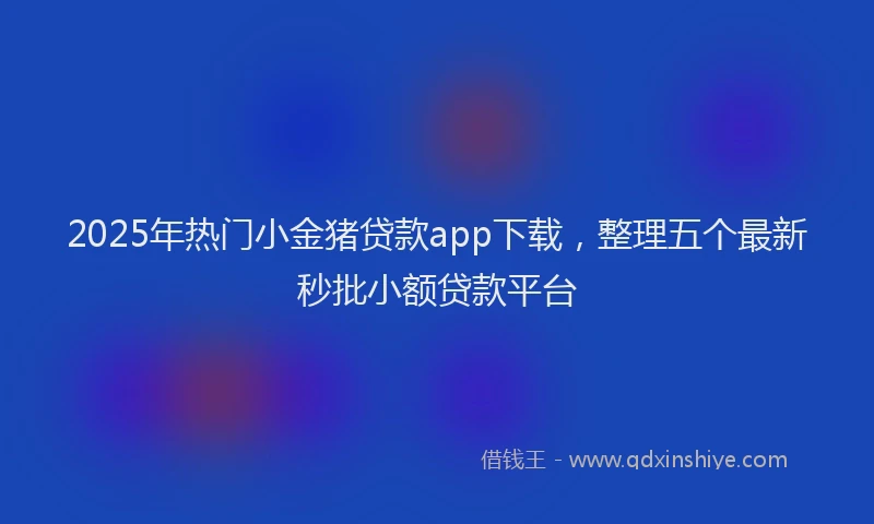 2025年热门小金猪贷款app下载，整理五个最新秒批小额贷款平台