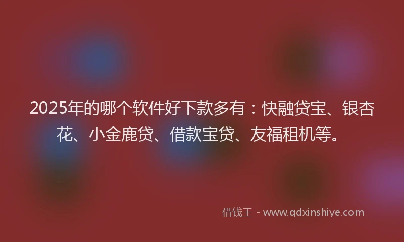 2025年的哪个软件好下款多有：快融贷宝、银杏花、小金鹿贷、借款宝贷、友福租机等。