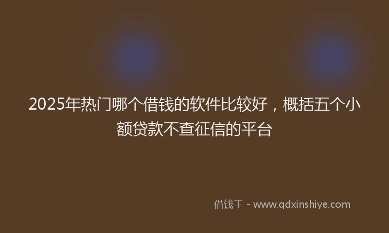 2025年热门哪个借钱的软件比较好，概括五个小额贷款不查征信的平台