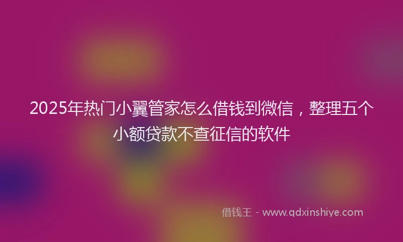 2025年热门小翼管家怎么借钱到微信，整理五个小额贷款不查征信的软件