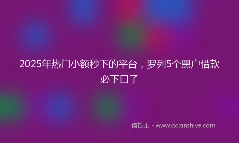 2025年热门小额秒下的平台，罗列5个黑户借款必下口子