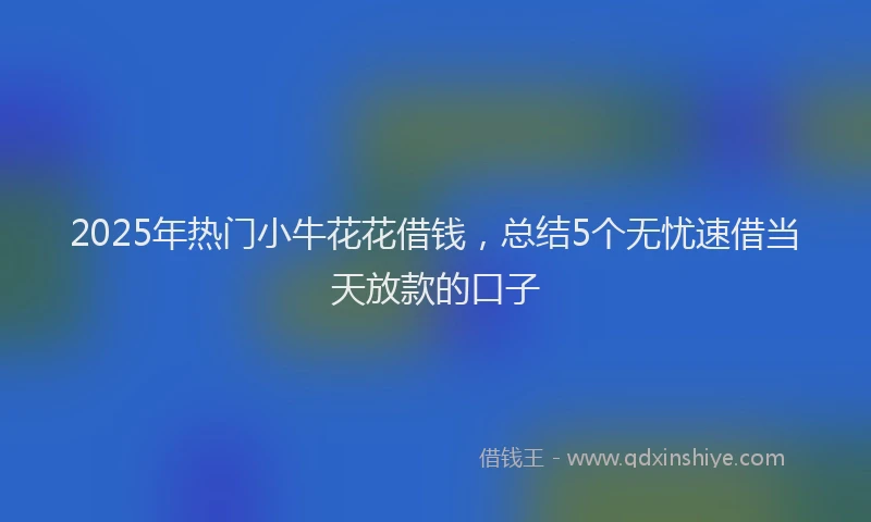 2025年热门小牛花花借钱,总结5个无忧速借当天放款的口子