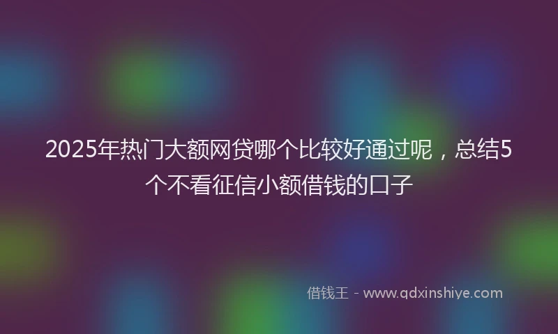 2025年热门大额网贷哪个比较好通过呢，总结5个不看征信小额借钱的口子