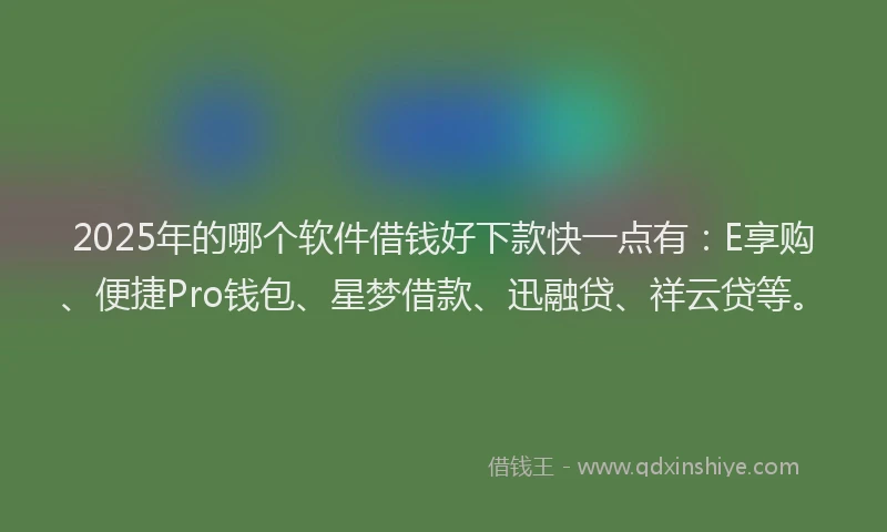 2025年的哪个软件借钱好下款快一点有：E享购、便捷Pro钱包、星梦借款、迅融贷、祥云贷等。