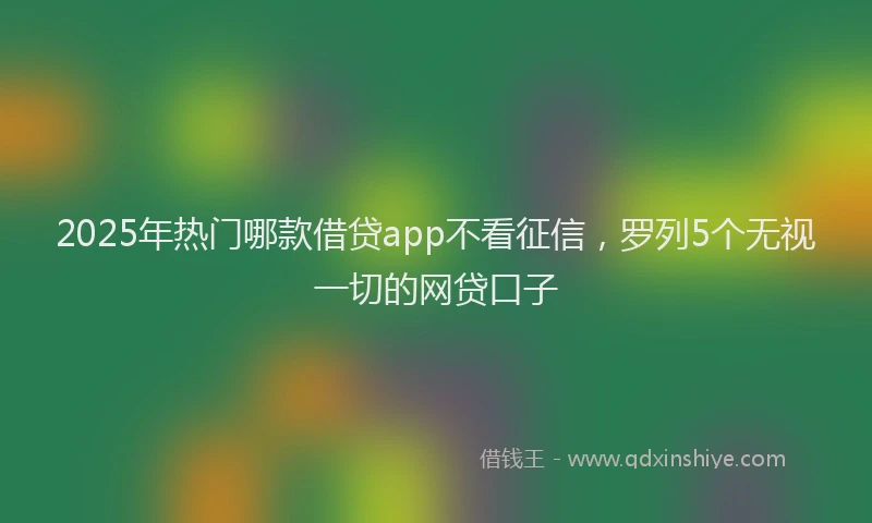 2025年热门哪款借贷app不看征信，罗列5个无视一切的网贷口子
