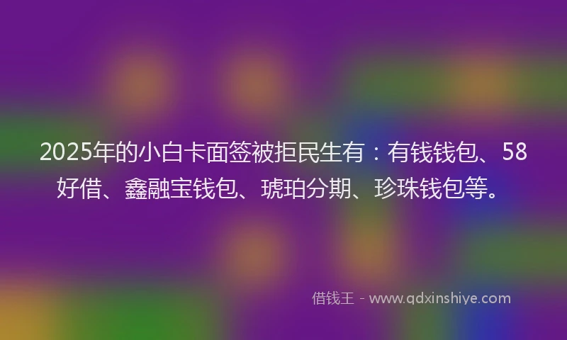 2025年的小白卡面签被拒民生有：有钱钱包、58好借、鑫融宝钱包、琥珀分期、珍珠钱包等。