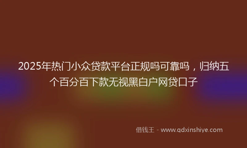 2025年热门小众贷款平台正规吗可靠吗，归纳五个百分百下款无视黑白户网贷口子