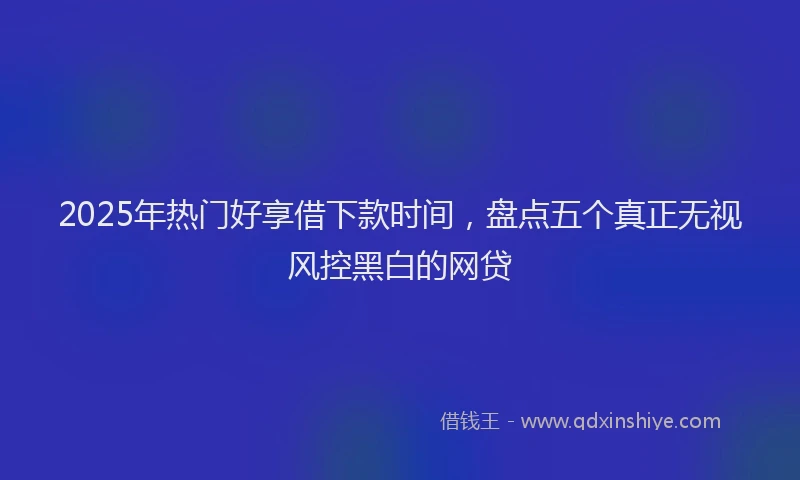 2025年热门好享借下款时间,盘点五个真正无视风控黑白的网贷