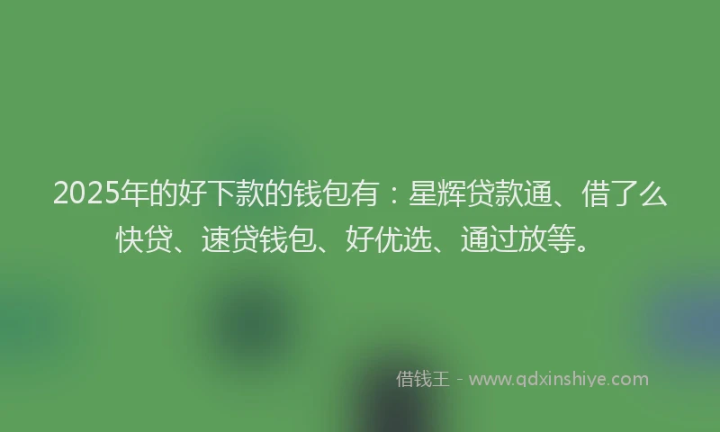 2025年的好下款的钱包有：星辉贷款通、借了么快贷、速贷钱包、好优选、通过放等。