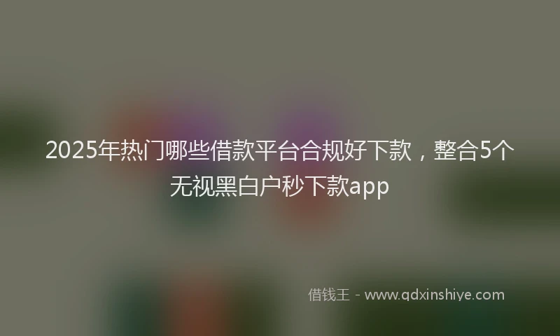 2025年热门哪些借款平台合规好下款，整合5个无视黑白户秒下款app