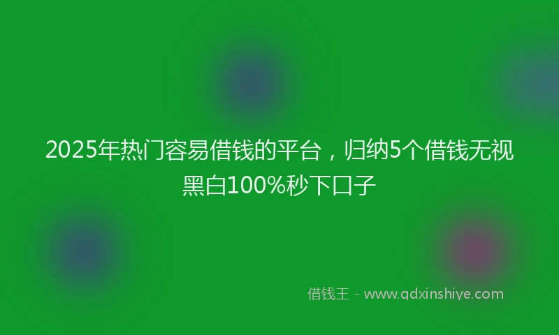 2025年热门容易借钱的平台，归纳5个借钱无视黑白100%秒下口子