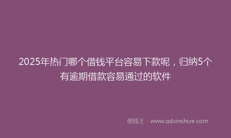 2025年热门哪个借钱平台容易下款呢，归纳5个有逾期借款容易通过的软件