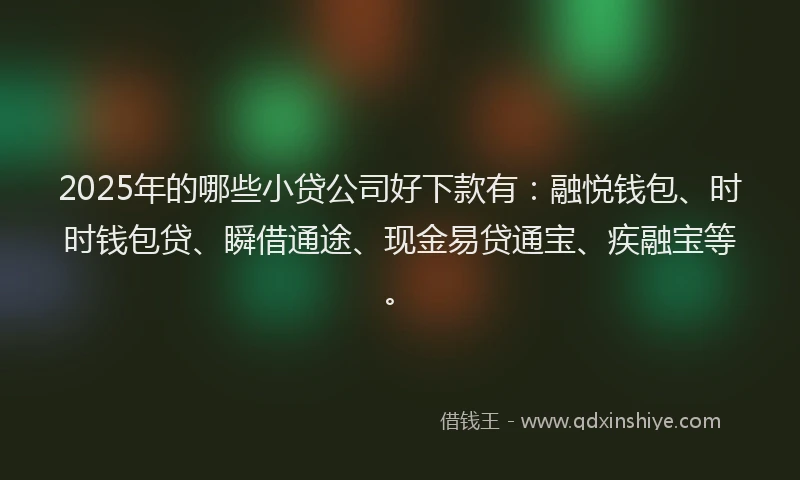2025年的哪些小贷公司好下款有：融悦钱包、时时钱包贷、瞬借通途、现金易贷通宝、疾融宝等。