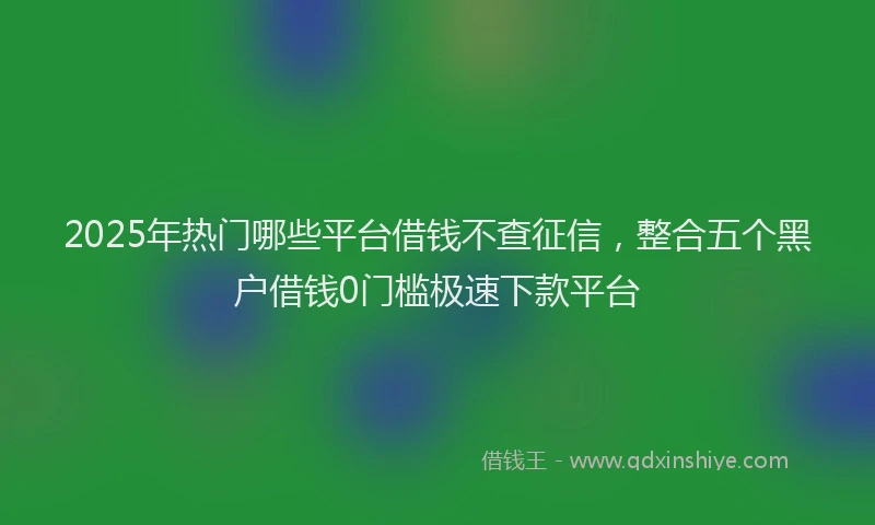 2025年热门哪些平台借钱不查征信，整合五个黑户借钱0门槛极速下款平台
