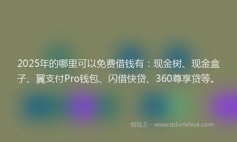 2025年的哪里可以免费借钱有：现金树、现金盒子、翼支付Pro钱包、闪借快贷、360尊享贷等。