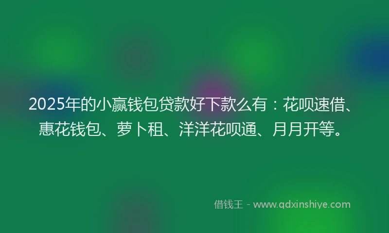 2025年的小赢钱包贷款好下款么有：花呗速借、惠花钱包、萝卜租、洋洋花呗通、月月开等。