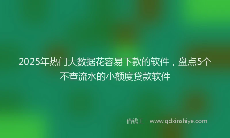 2025年热门大数据花容易下款的软件，盘点5个不查流水的小额度贷款软件