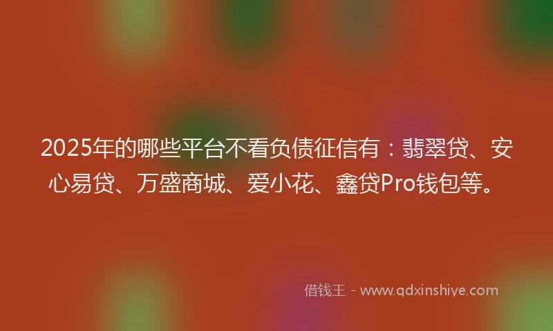 2025年的哪些平台不看负债征信有：翡翠贷、安心易贷、万盛商城、爱小花、鑫贷Pro钱包等。