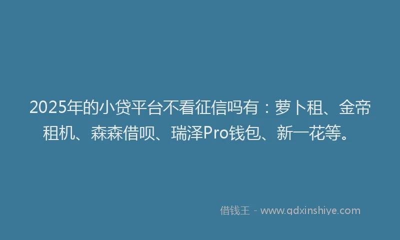 2025年的小贷平台不看征信吗有：萝卜租、金帝租机、森森借呗、瑞泽Pro钱包、新一花等。